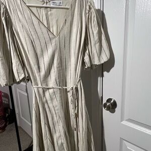 Tinsel Cream Striped Long Sleeve Dress